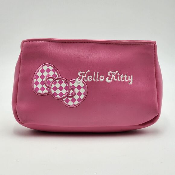 Sanrio 2007 Hello Kitty Woven Zipper Cosmetic Pencil Pouch Bag - Picture 3 of 8